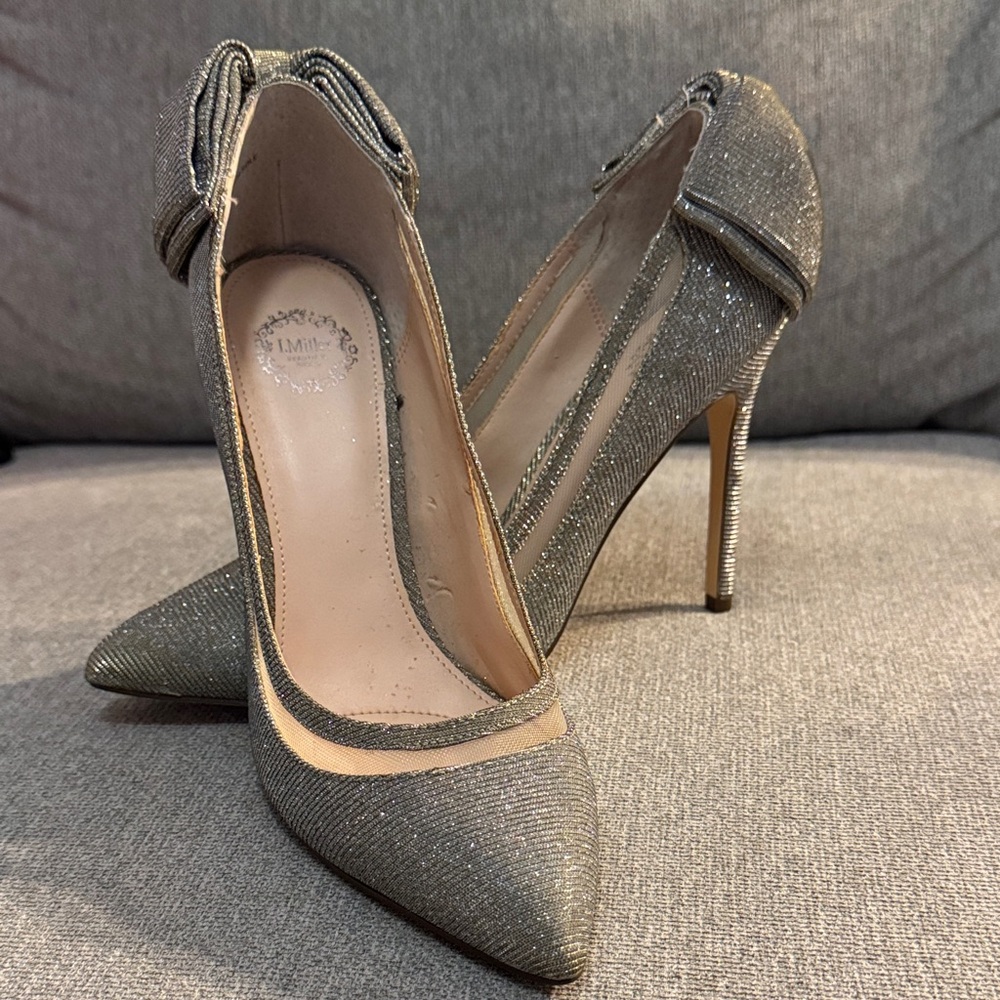 Shimmering Silver Stiletto Heels